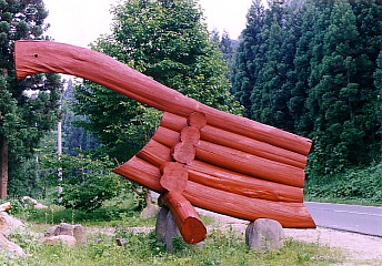 丸太の創作看板